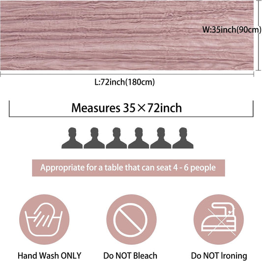 12 Pack Cheesecloth Table Runner 35x72 Inch Boho Gauze Rustic Cheese Cloth Long Romantic Table Runner for Wedding Bridal Shower Birthday Party Table Decor (Dusty Pink)