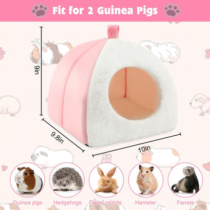 BWOGUE Guinea Pig Bed Hideout, Washable Hamster Cave for Small Animals