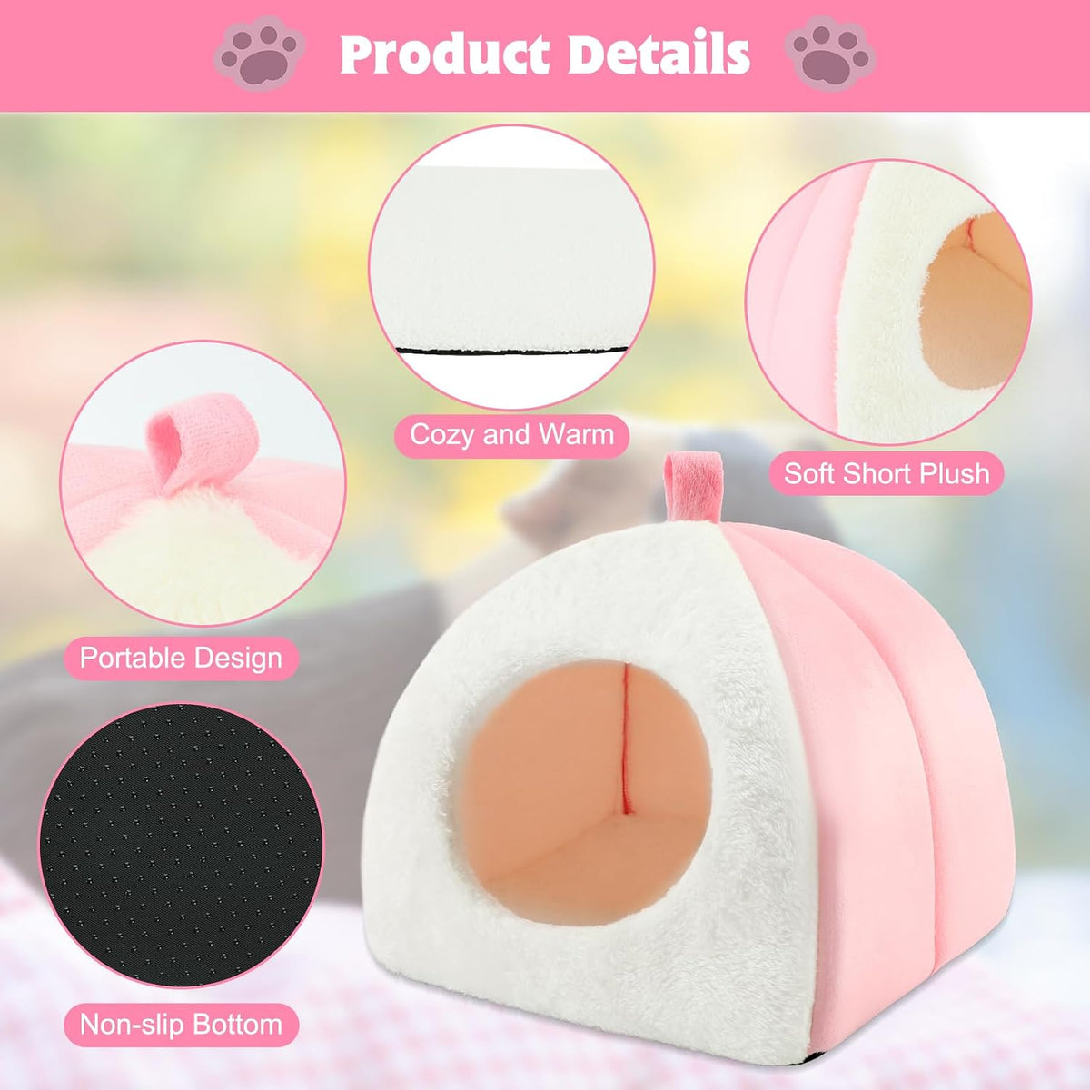BWOGUE Guinea Pig Bed Hideout, Washable Hamster Cave for Small Animals
