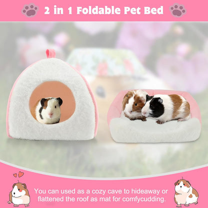 BWOGUE Guinea Pig Bed Hideout, Washable Hamster Cave for Small Animals