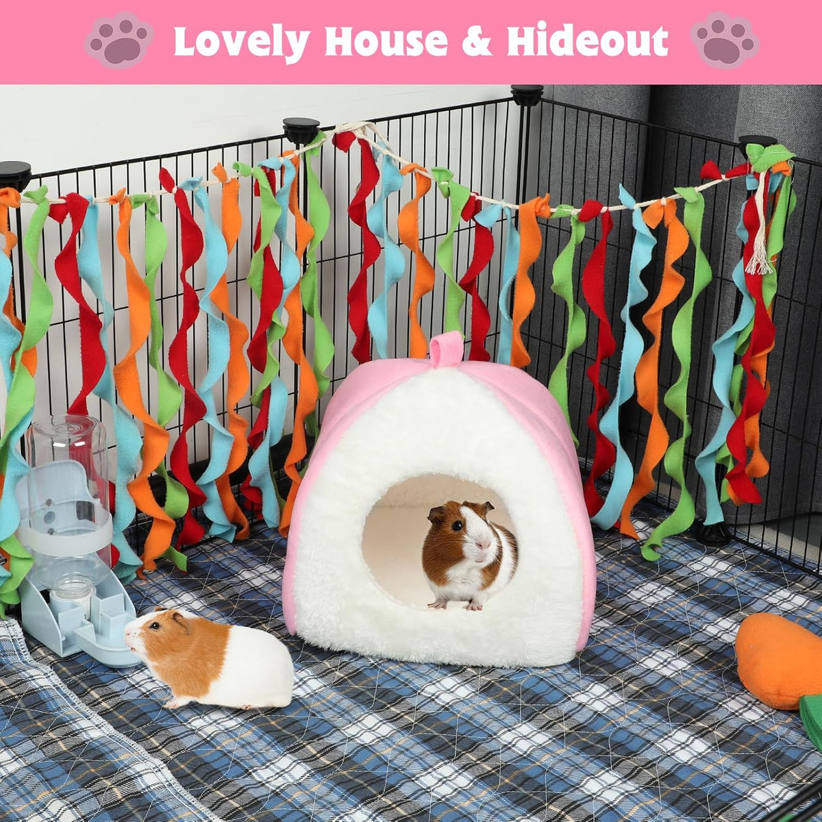 BWOGUE Guinea Pig Bed Hideout, Washable Hamster Cave for Small Animals