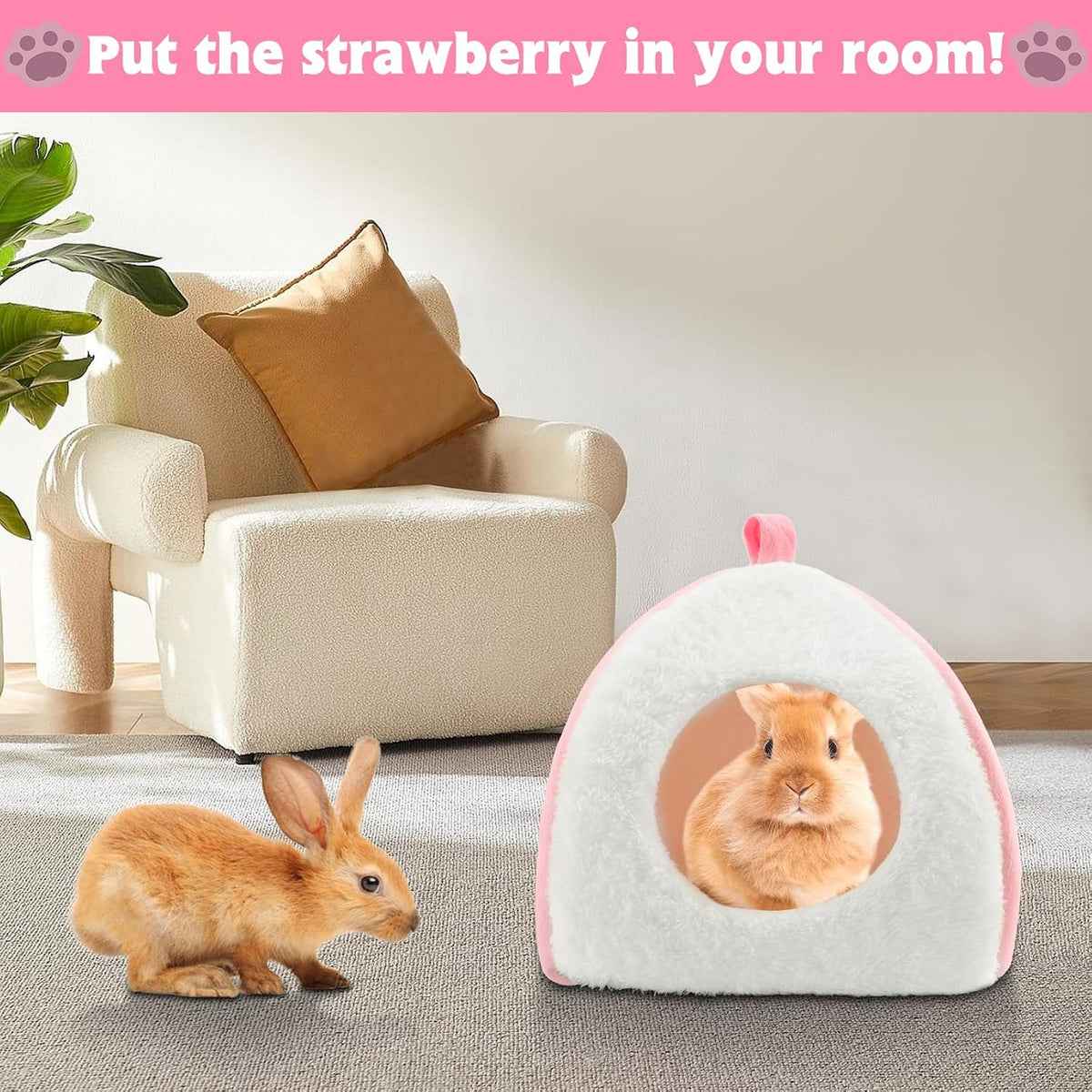 BWOGUE Guinea Pig Bed Hideout, Washable Hamster Cave for Small Animals