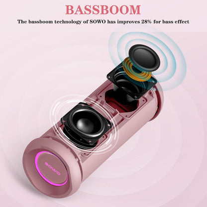 Outdoor Wireless Portable Bluetooth Speaker, Waterproof Speaker - Pink
