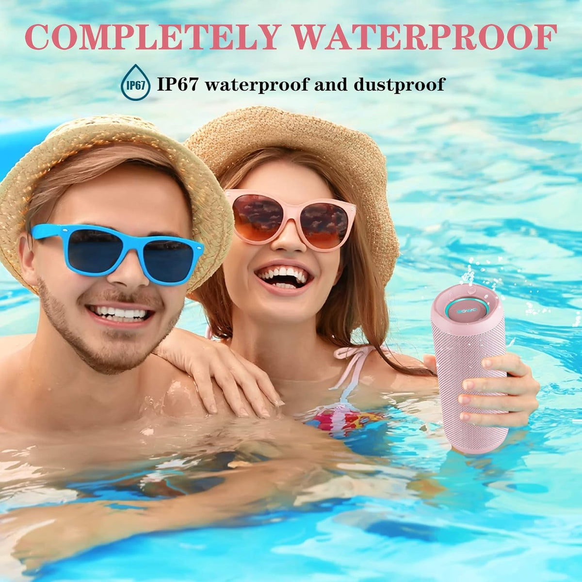 Outdoor Wireless Portable Bluetooth Speaker, Waterproof Speaker - Pink