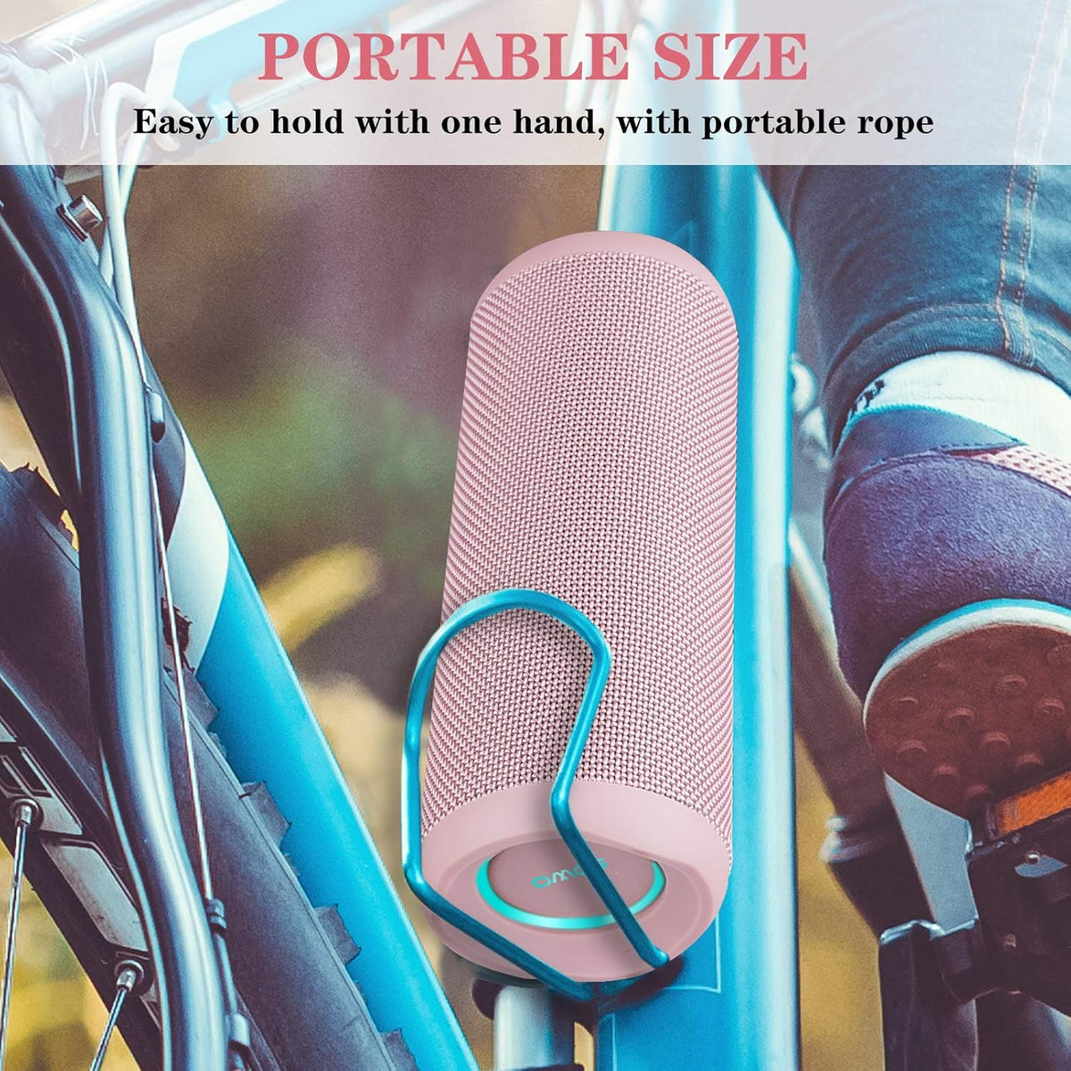 Outdoor Wireless Portable Bluetooth Speaker, Waterproof Speaker - Pink