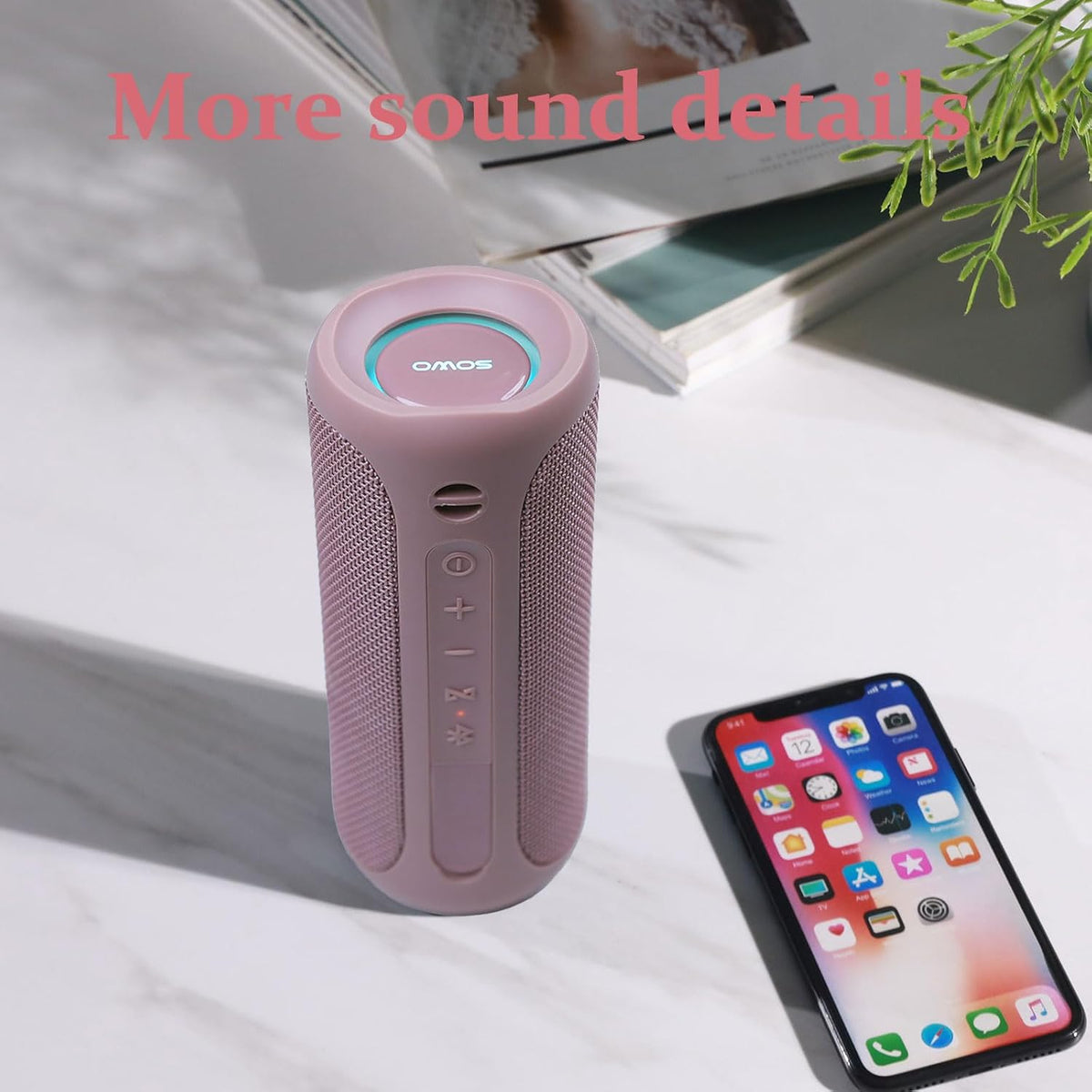 Outdoor Wireless Portable Bluetooth Speaker, Waterproof Speaker - Pink