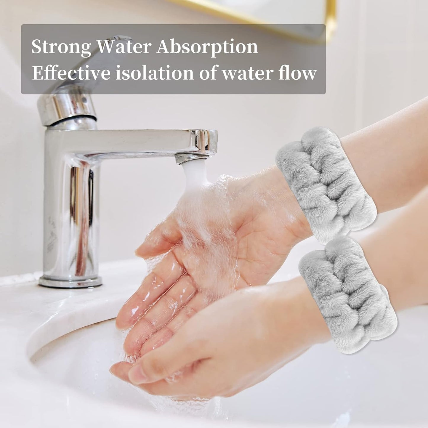 12 PCS Face Wash Headband Wristband Sets for Women and Girls | Soft Microfiber Spa Hair Wraps, Makeup Skincare Bath Headbands, Wrist Bands for Washing Face, White, Pink, Gray, Black