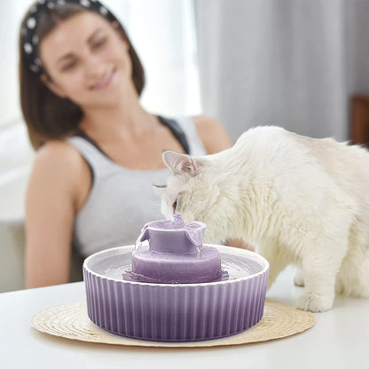 Cat Water Fountain: Cepheus Pet Drinking Fountain-2.1L/71oz Cat Fountain-Automatic Water Fountain for Cats and Dogs with with Ultra-Quiet Pump(Purple)
