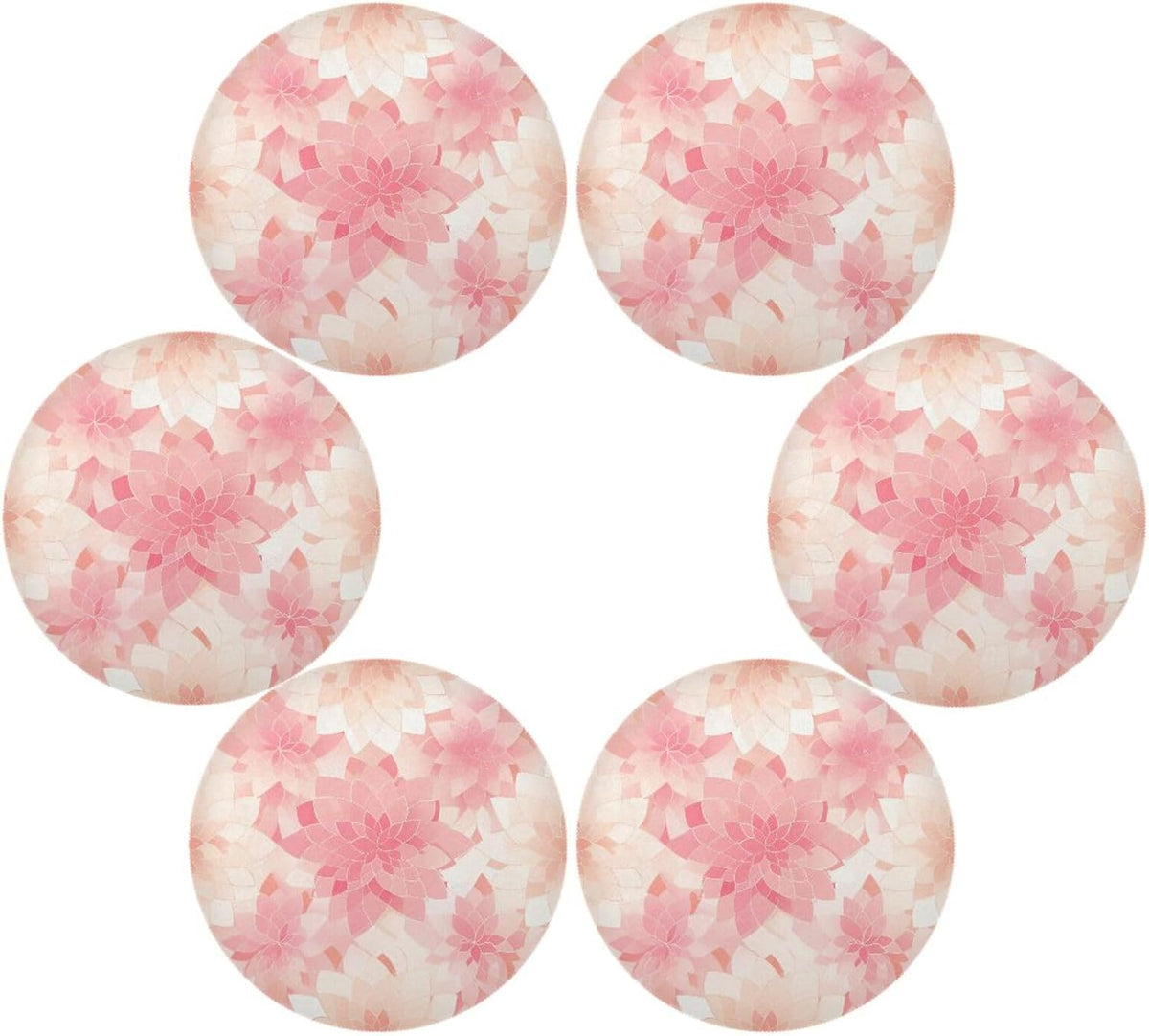Rosette Floral Pattern Peach Gold Round placemats Reusable placemat Toddler placemats for Dining Table placemats Waterproof Round Christmas placemats Set of 6 15.4x15.4in