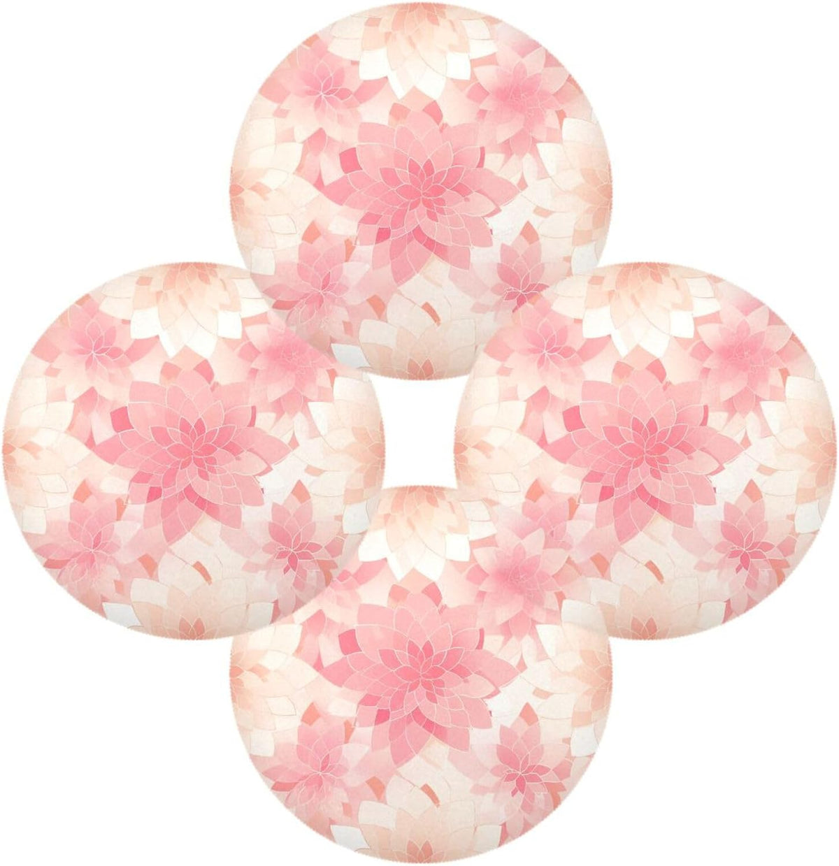 Rosette Floral Pattern Peach Gold Round placemats Reusable placemat Toddler placemats for Dining Table placemats Waterproof Round Christmas placemats Set of 6 15.4x15.4in