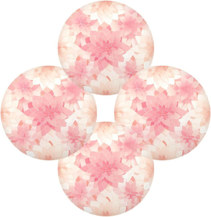 Rosette Floral Pattern Peach Gold Round placemats Reusable placemat Toddler placemats for Dining Table placemats Waterproof Round Christmas placemats Set of 6 15.4x15.4in