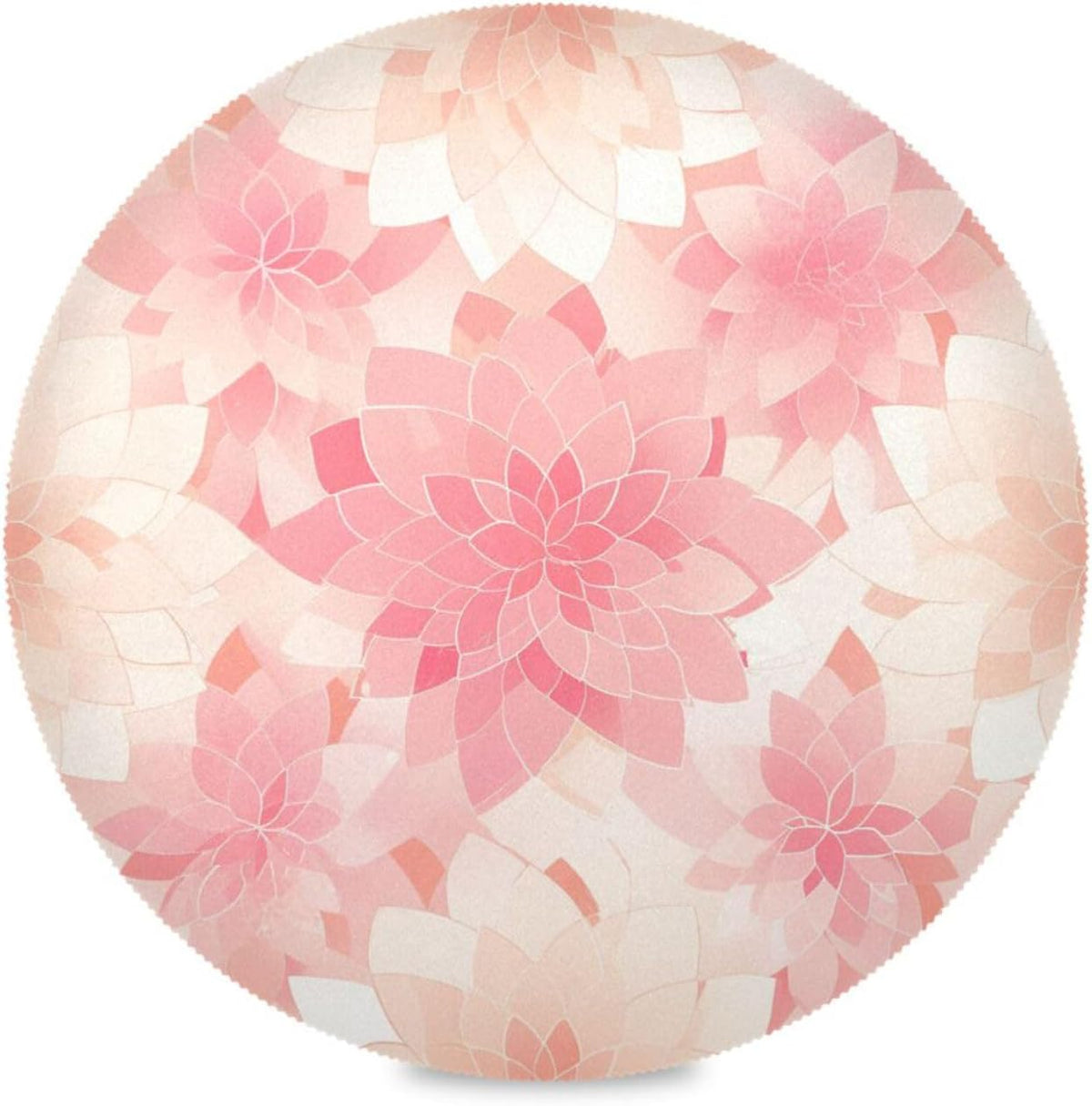 Rosette Floral Pattern Peach Gold Round placemats Reusable placemat Toddler placemats for Dining Table placemats Waterproof Round Christmas placemats Set of 6 15.4x15.4in