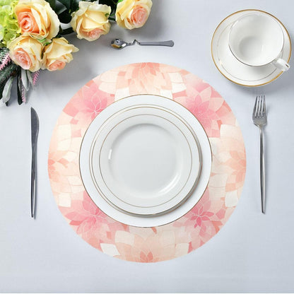 Rosette Floral Pattern Peach Gold Round placemats Reusable placemat Toddler placemats for Dining Table placemats Waterproof Round Christmas placemats Set of 6 15.4x15.4in