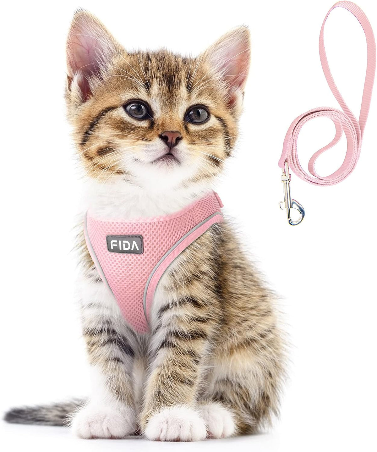 Comfy Dog Harness with Leash, Cat Vest Harness Escape Proof, Breathable Lightweight Soft Mesh, Adjustable Reflective Step-in Harness for Puppy Toy Breeds & Extra-Small Pet (XXS, Pink)