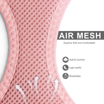 Comfy Dog Harness with Leash, Cat Vest Harness Escape Proof, Breathable Lightweight Soft Mesh, Adjustable Reflective Step-in Harness for Puppy Toy Breeds & Extra-Small Pet (XXS, Pink)