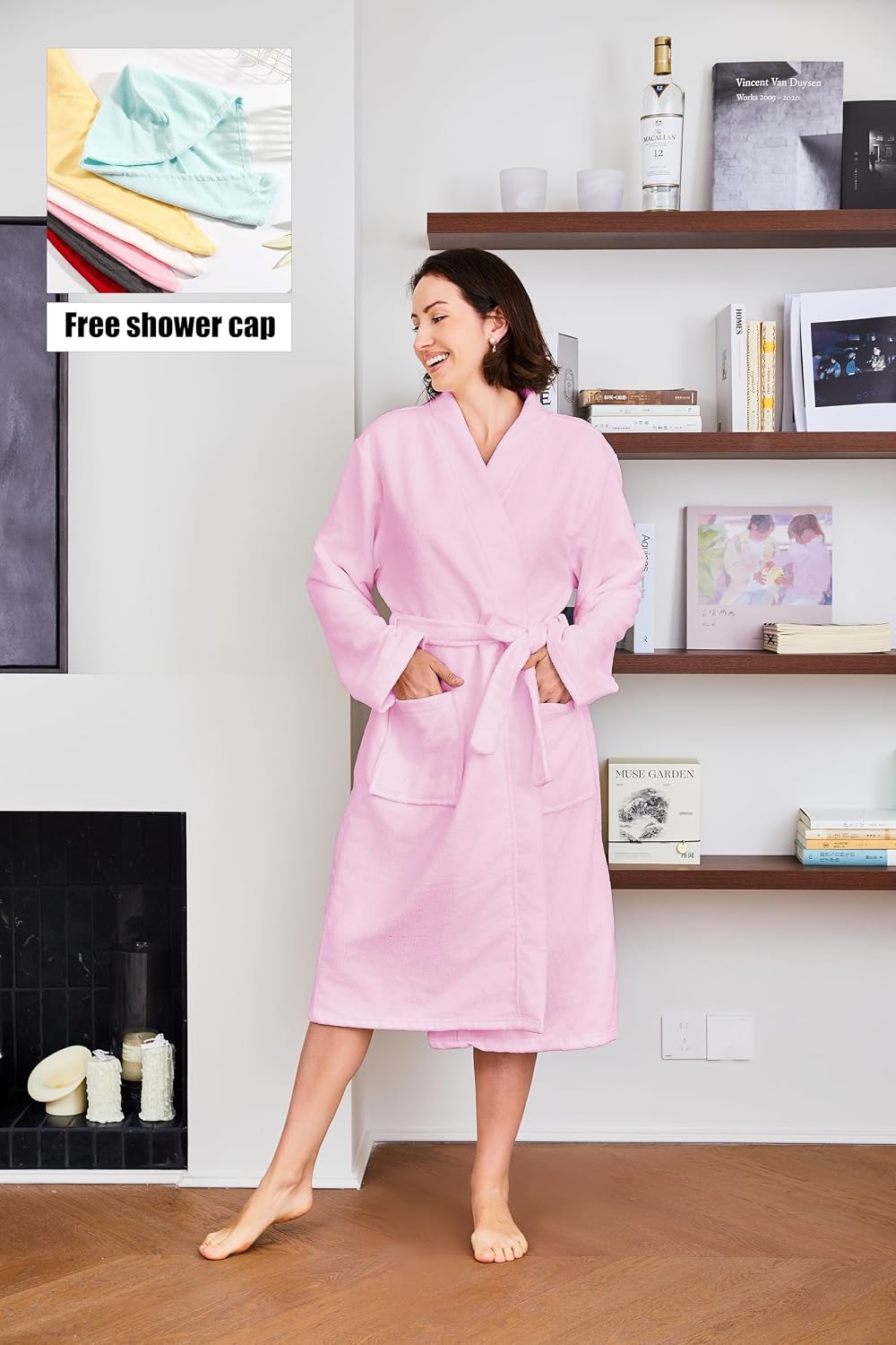 Kimono Women Lightweight Bathrobe Terry Cloth Robes Knee Length