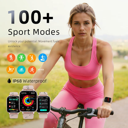 Smart Watch for Women, 1.85" HD Touchscreen Smartwatches with Message Call Function, 100+ Sports Modes IP68 Fitness Tracker, 24/7 Heart Rate/Sleep Monitor Fitness Watch for Android iOS Pink(2025)