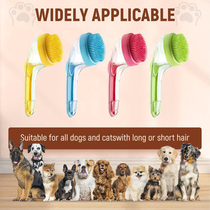Pet Bath Brush with Shampoo Dispenser, 2026 New Dog Bath Brush Soft Silicone Bristle for Bathing Pets Grooming Massage Brush (pink)