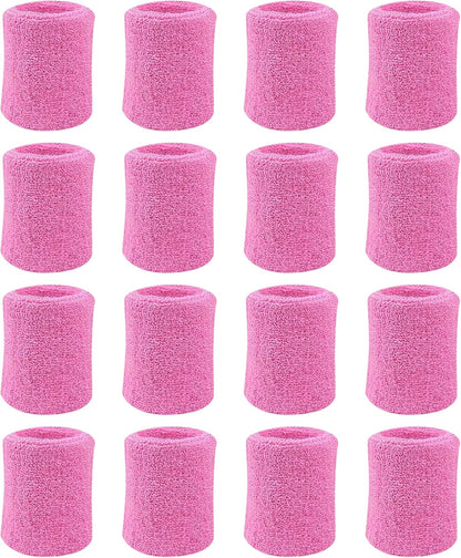 8 Pairs Sports Wristbands, Wrist Sweatbands for Men & Women, Stretchy & Sweat Absorbing Cotton Terry,Perfect for Basketball, Football, Tennis, Soccer, Running & Working Out (8Pairs)