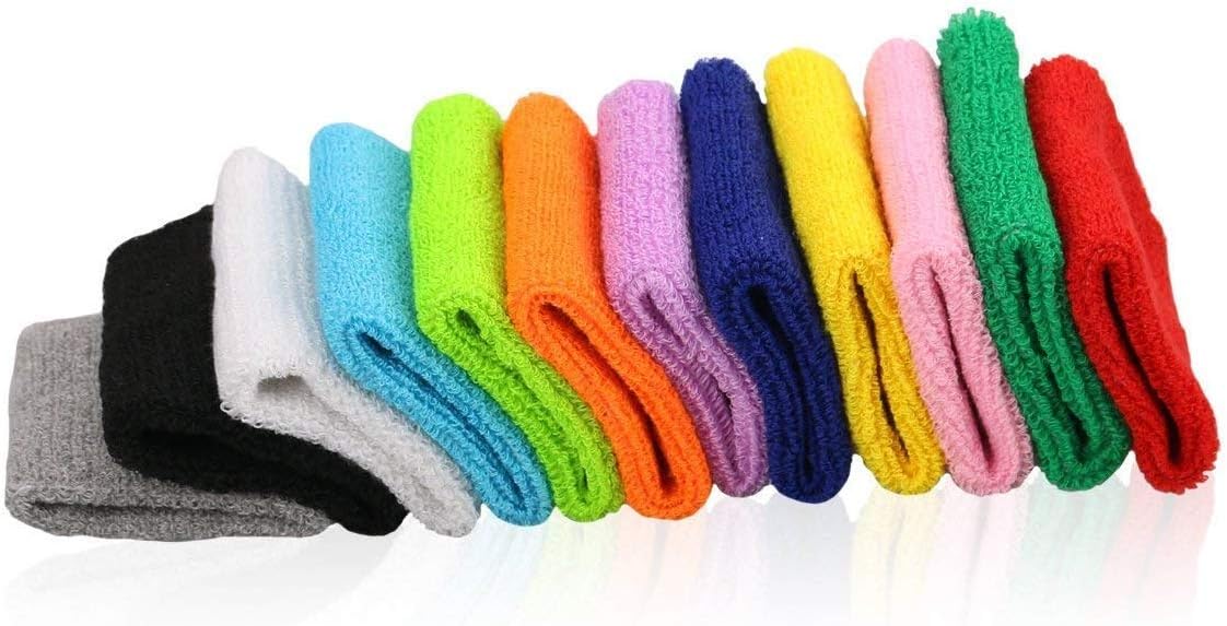8 Pairs Sports Wristbands, Wrist Sweatbands for Men & Women, Stretchy & Sweat Absorbing Cotton Terry,Perfect for Basketball, Football, Tennis, Soccer, Running & Working Out (8Pairs)