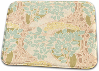 Dish Drying Mat - Light Blue Pink and Yellow Botanical Floral Botanical Garden Vintage Art Nouveau Artwork Vintage Art Nouveau Designs