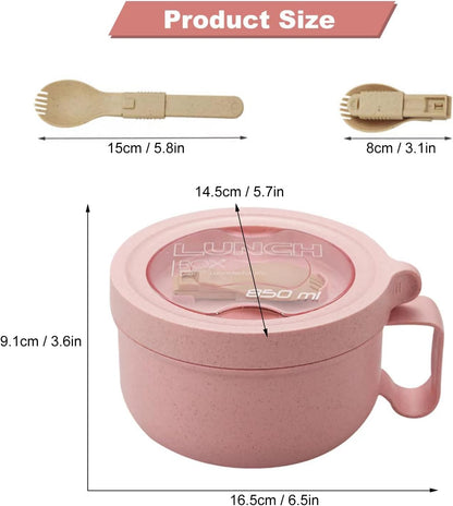 28.7oz Microwave Soup Bowl Containers with Lids, Wheat Straw Ramen Noodles Cup Mug for Instant Noodles,Oatmeal, Gumbo, Salad,Crunch,Cereal & More - Easy-Grip Design, Pink