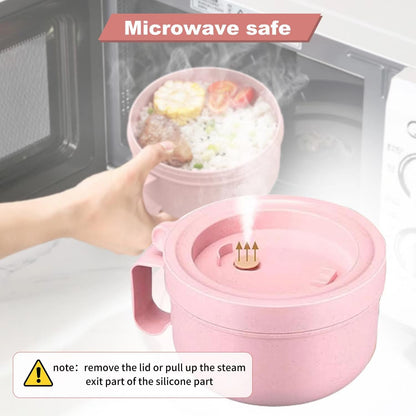 28.7oz Microwave Soup Bowl Containers with Lids, Wheat Straw Ramen Noodles Cup Mug for Instant Noodles,Oatmeal, Gumbo, Salad,Crunch,Cereal & More - Easy-Grip Design, Pink