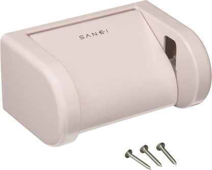 W37-P Paper Holder, One-Touch Detach, Screw and Adhesive Tape, Pink