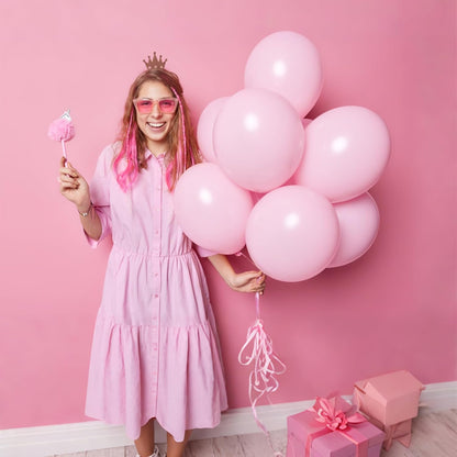110pcs Light Pink Balloon 12 inch, Light Pink Latex Balloons for Birthday Party Baby Shower Wedding(with 2 Ribbons).