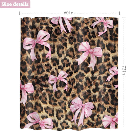 Cheetah Print Shower Curtain 60x72 Pink Bow Bathroom Decor