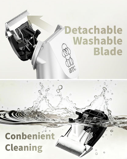 iBTC Dog Shaver Clippers Low Noise Rechargeable Cordless Electric Quiet Hair Clippers Set for Dogs Cats Pets Features a Ceramic Blade Head that is Removable (red)