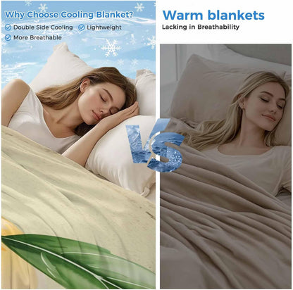 Cooling Blanket for Hot Sleepers, Pink Peaches Lightweight Breathable Summer Blanket, Vintage Farmhouse Botanical Fruit Leaves Double-Side Cool Throw Blankets for Sleeping Travel, 40"x60"