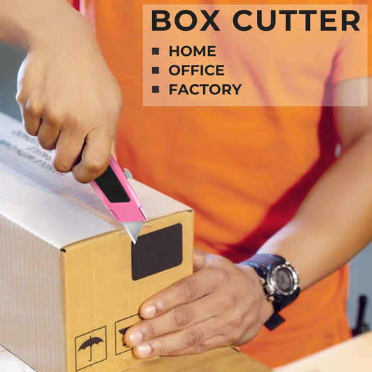 Box Cutter, 2 Pack Pink Utility Knife, Razor Knife, Box Opener