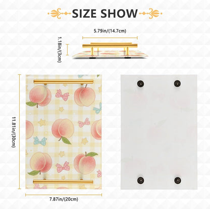 Cute Pink Peaches Decorative Bed Tray with Handles Trays for Eating On for Jewelry Perfume for Modern Serving bandeja Rectangular decorativa para cocina