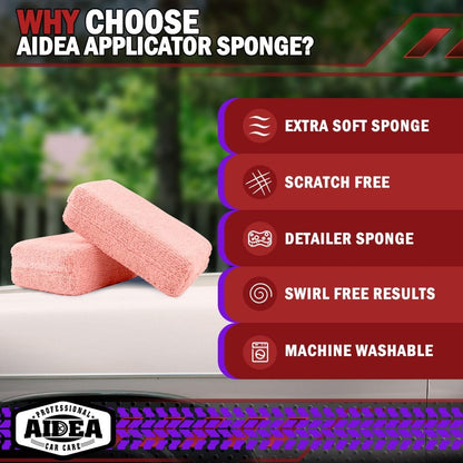 AIDEA Microfiber Applicator Pads-8 Pack, Car Wash Sponge, Pink
