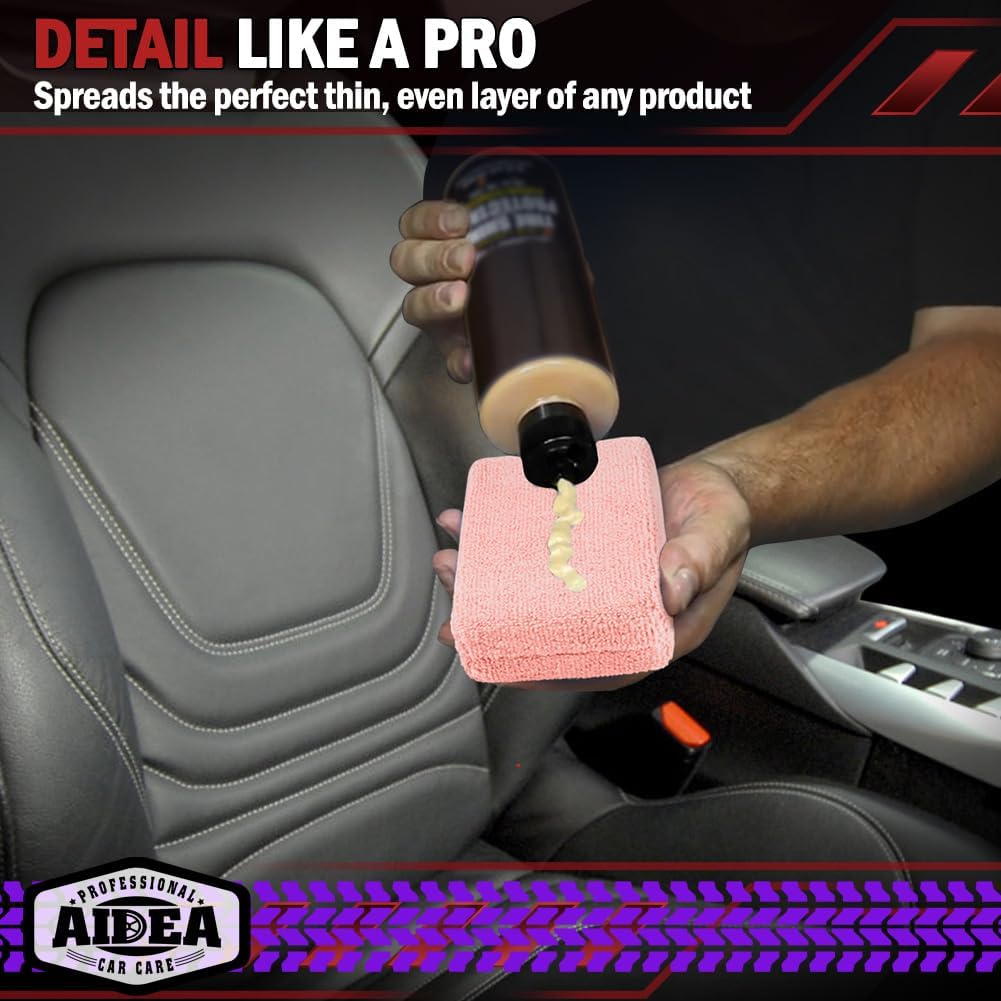 AIDEA Microfiber Applicator Pads-8 Pack, Car Wash Sponge, Pink