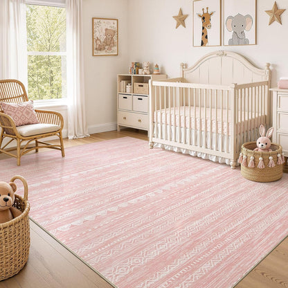 Nakagishi Boho 5x7 Pink Area Rug Living Room Rugs Machine Washable