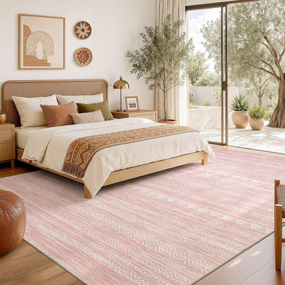 Nakagishi Boho 5x7 Pink Area Rug Living Room Rugs Machine Washable