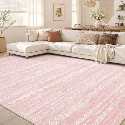 Nakagishi Boho 5x7 Pink Area Rug Living Room Rugs Machine Washable