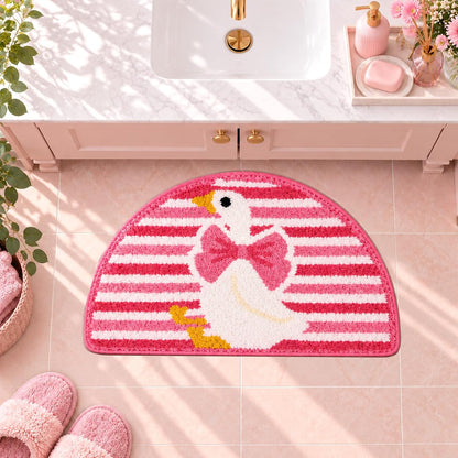 Cute Goose Bow Tufted Bathroom Rug & Kawaii Bath Mat, 17.7"x31.5"