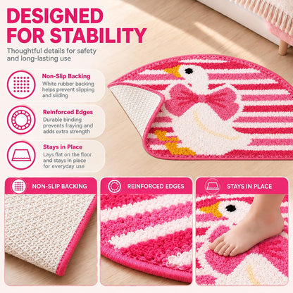 Cute Goose Bow Tufted Bathroom Rug & Kawaii Bath Mat, 17.7"x31.5"