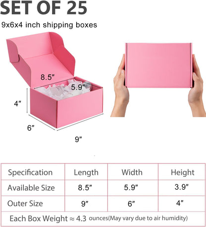 9x6x4 inch Pink Shipping Boxes for Small Business- Set of 25