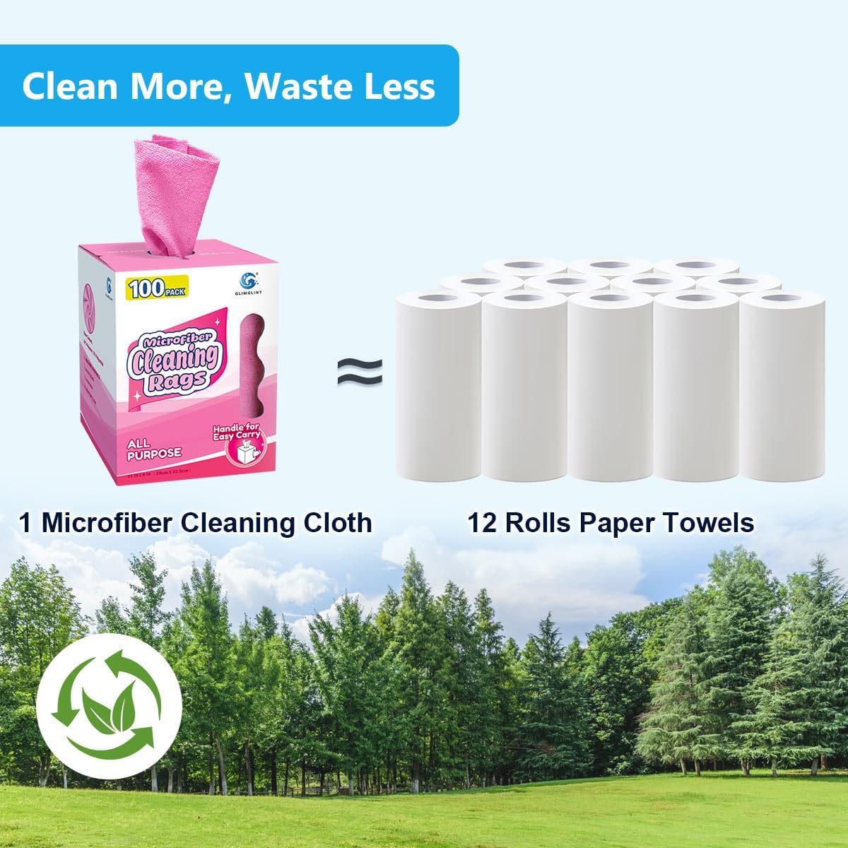 Microfiber Cleaning Cloth 100 Pack, Reusable Paper Towels 11 x 9