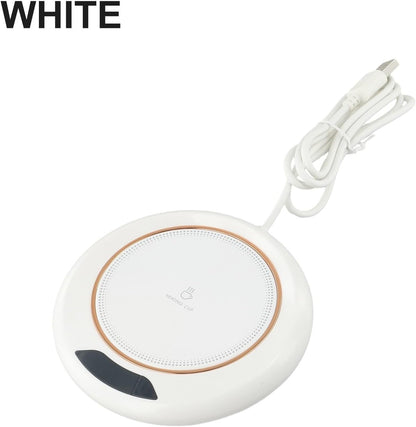 USB Coffee Mug Warmer Electric Constant Temperature Cup Coaster 3 Heat Levels Auto Smart Beverage Warmer for Tea Cocoa Pink(White)