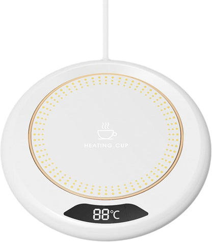USB Coffee Mug Warmer Electric Constant Temperature Cup Coaster 3 Heat Levels Auto Smart Beverage Warmer for Tea Cocoa Pink(White)