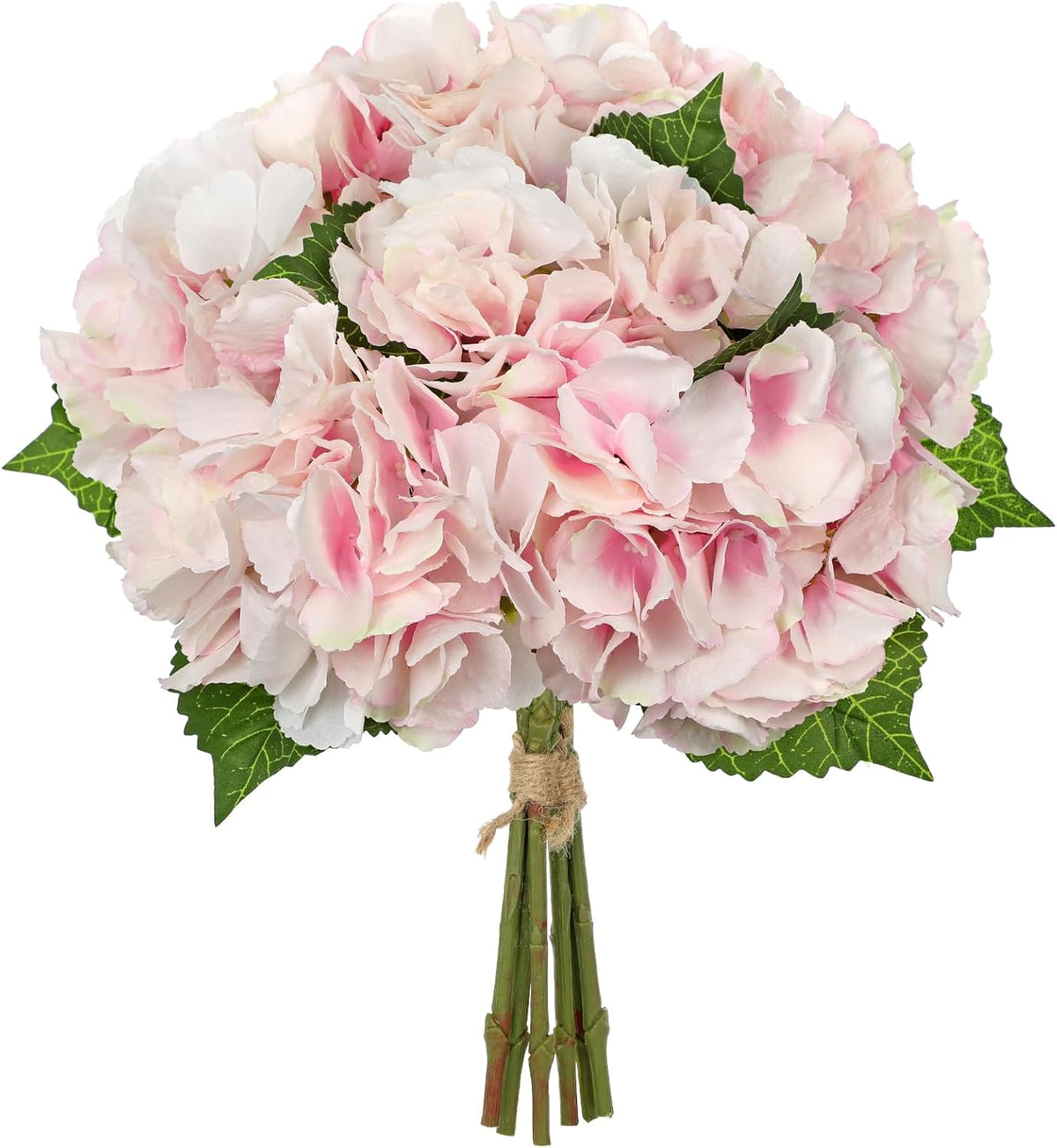 Light Pink Hydrangea Artificial Flowers 6pcs Large Real Touch Faux Hydrangeas Silk Flowers Bouquets Fake Flower with Stems for Home Decor Indoor Wedding Kitchen Centerpiece Table Decorations