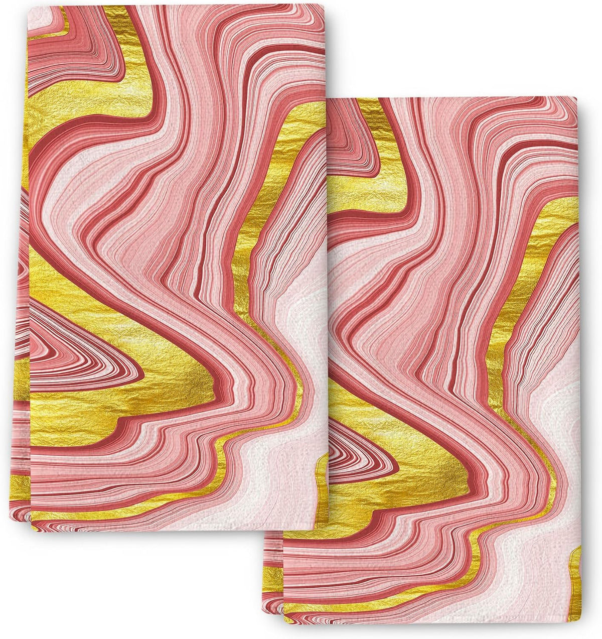 Pink Gold Marble Kitchen Towels Decorative Set of 2 16x24 Inch Rose Pink Modern Hand Towels Soft Absorbent Dish Cloths Bathroom Home Bar Marble Kitchen Decor