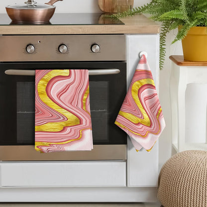 Pink Gold Marble Kitchen Towels Decorative Set of 2 16x24 Inch Rose Pink Modern Hand Towels Soft Absorbent Dish Cloths Bathroom Home Bar Marble Kitchen Decor