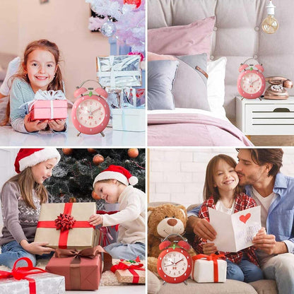 4 inches Strawberry Cute Alarm Clock for Heavy Sleepers with Backlight,Loud Twin Bell Alarm Clock for Kids, Seniors, Heavy Sleepers, Decorations for Bedroom, Living Room (Pink)
