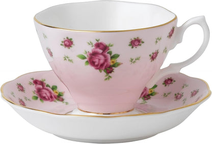 New Country Roses Pink Teacup & Saucer Set
